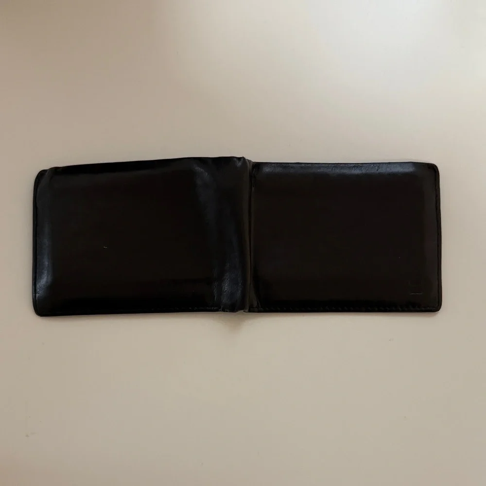 Elegant Black Leather Two Fold Wallet